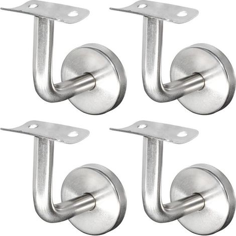 Support Main Courante Inox 304 pour Rampe Escalier Support Mural Rampe Bois Argent (4 Pièces) (1/4)