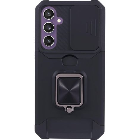 Gepanzertes Gehäuse für Samsung Galaxy S23 FE, mit Kameraauszug und Kartensteckplatz, schwarz + 9H-Glas (1/5)
