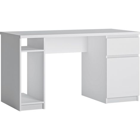 Büro Schreibtisch mit 1 Tür und 1 Schublade in weiß FORTALEZA-129, B/H/T ca. 135,4/74,9/65 cm (1/3)