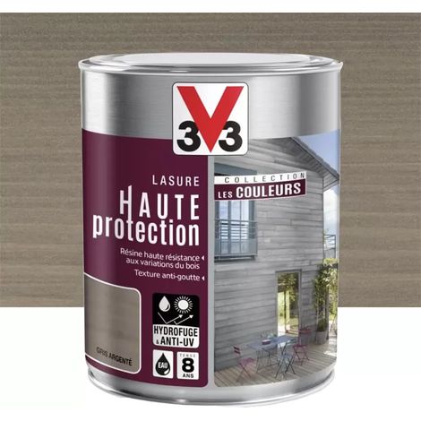 Lasure Haute Protection V33 Les Couleurs 8 ans Gris argenté 1 L (1/3)