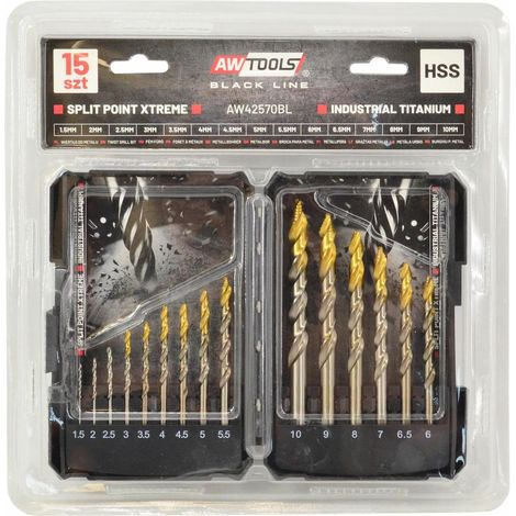 Set punte awtools HSS TiN nero 1 5 a 10 mm