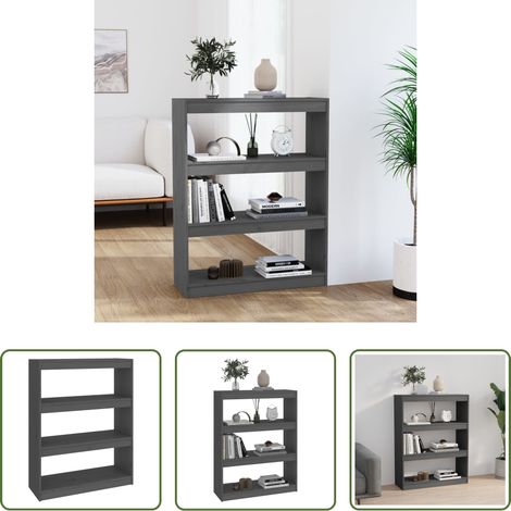 Étagère décorative - Bibliothèque/Séparateur de pièce Gris 80x30x103,5 cm Pin massif (1/5)