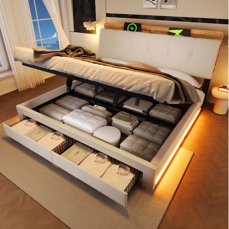 letto contenitore 180x200 ricarica USB LED OKMYHOME (1/5)