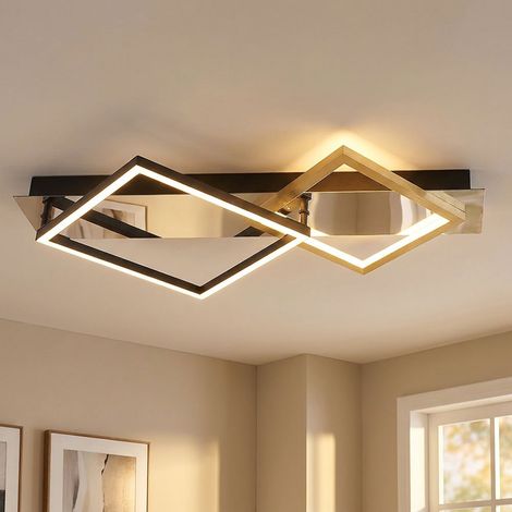 LED Deckenlampe Deckenleuchte Wohnzimmerlampe Aufbau Chrom Metall L 59 cm