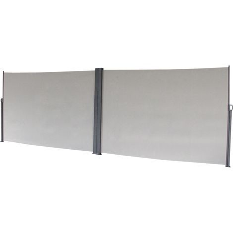 SVITA Doppel Seitenmarkise 600x160cm Sonnen Sichtschutz ausziehbar Hellgrau Grau