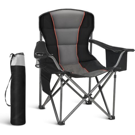 Chaise Pliante Camping, Chaise Camping Jusqu'à 200 kg Noir (1/5)