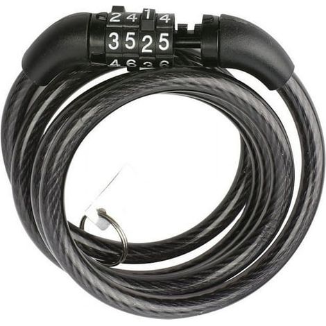 Antivol de vélo, câble antivol de 120 cm x 8 mm pour vélos, scooters, motos, portillons et poussettes, avec code intelligent à 4 chiffres. (1/4)