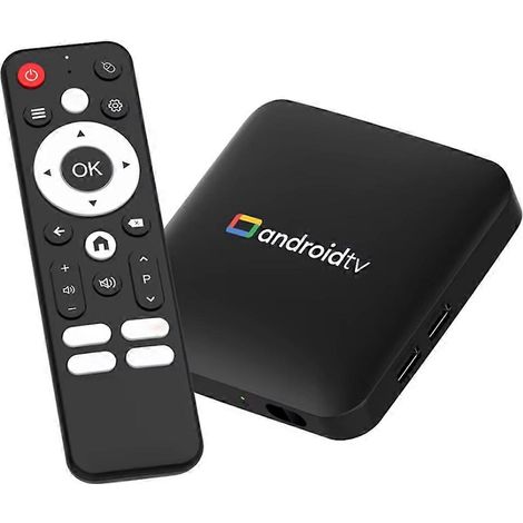 Boîtier TV intelligent Cortex-A53 4K HD Android 14 avec double Wi-Fi USB 2.0 2,4 GHz et 5 GHz, assistant vocal (prise UE) (1/5)