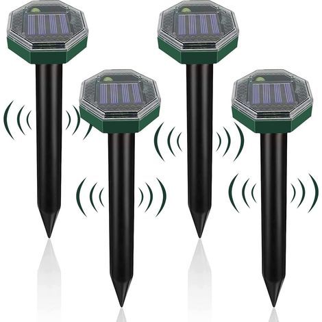 4pcs Solaire Repulsif Taupe, Répulsif Taupe Solaire à Ultrason, IP65 Étanche Répulsif Solaire de Taupe, Répulsif Serpent Ultrason, Répulsif Solaire pour Anti Taupe (1/5)