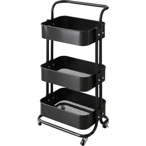 Carrello Portatutto in Metallo con 3 Ripiani Bob Nero 33 x 43 x 82 cm (1/2)