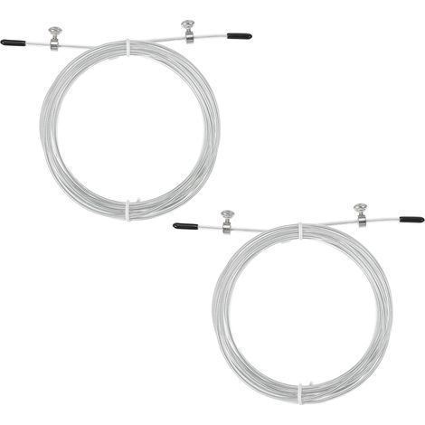 10ft Speed Jump Rope Replacement Cable, 2 Pack 2.5mm Jump Rope Steel Wire Replace for High Speed Jump Ropes, White (1/5)