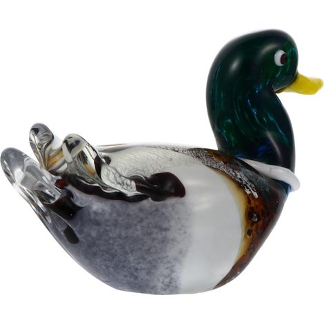 Figurine en Cristal Petit Canard Gris Argenté Décoration de Bureau Artisanale Sculpture Élégante pour Chambre et Salon Ornement Animal en Verre pour Fête et Mariage (1/5)