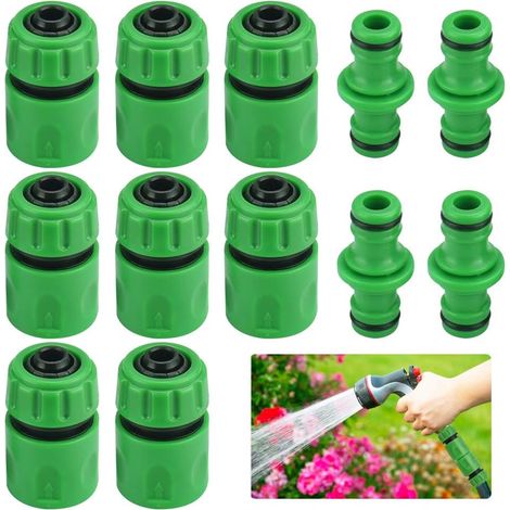 12 PCS Embout Tuyau Arrosage en Plastique Résistance à l'Impact Raccords d'Arrosage Rapides Durable Mâles Raccords de Tuyaux Anticorrosion pour Irrigation Lavage de Voiture Jardin Pelouse (1/5)