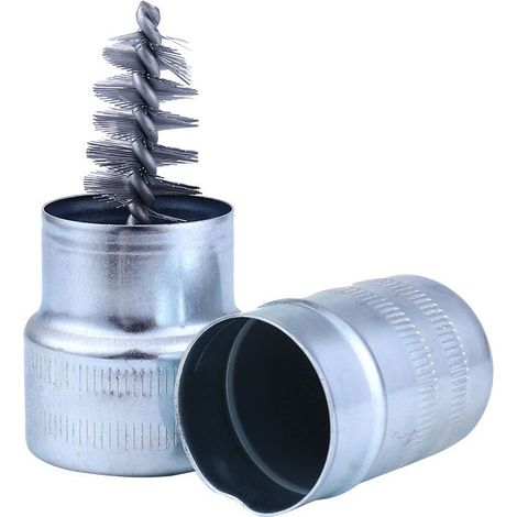 La brosse de nettoyage pour bornes de batterie (illustrée) est un outil permettant d'éliminer la rouille des bornes de batterie grâce à son matériau abrasif. (1/5)