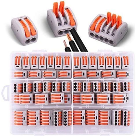 60 Pieces Lever Electrical Connectors, 20x 2-Way, 30x 3-Way, 10x 5-Way (White)