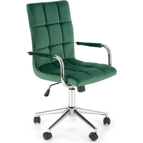 Silla de oficina Houston 1198, Verde oscuro + Plata, 93x53x60cm, Con ruedas, Con reposabrazos, Mecanismo de la silla: Económico