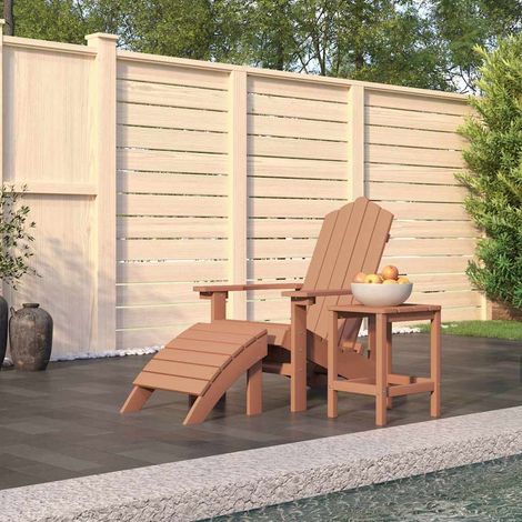 vidaXL Chaise de jardin Adirondack repose-pied table PEHD Marron (1/5)