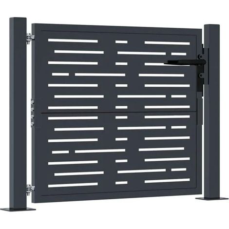 Portail de jardin anthracite, modèle carré en acier de 100 x 75 cm