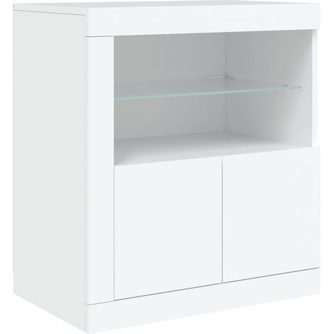 Aparador cómoda cómoda armario mueble organizador cocina salón salón con luces LED 60,5 x 37 x 67 cm blanco 020029855