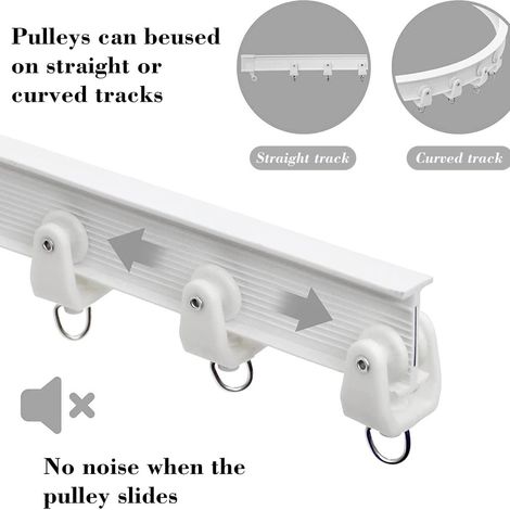 30 barres/rails à rideaux silencieux, poulies universelles pour rideaux de porte et rideaux de douche, adaptés à la production en série d'accessoires silencieux.