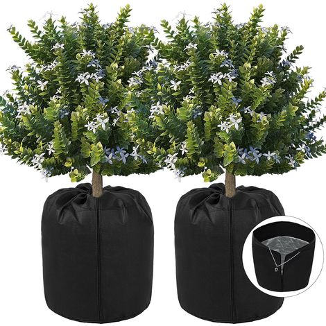 Fundas de aislamiento térmico para plantas, transpirables y absorbentes de agua, de 2 piezas, para invierno, 4570 cm - Negras (1/4)