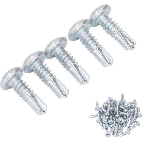 Vis autoforeuse cruciforme 4,8x16mm, lot de 50, acier carbone zingué anticorrosion, vis à percer pour usage domestique, tête ronde (1/5)