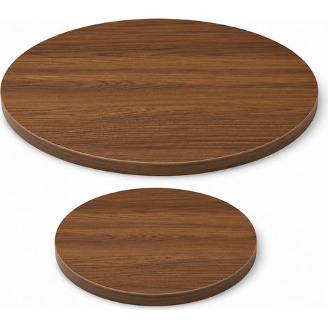 Juego de 2 tableros redondos para mesa, acabado nogal, tablero para mesa de comedor Ø70 cm + tablero para mesa auxiliar Ø50 cm, solo tablero. (1/5)