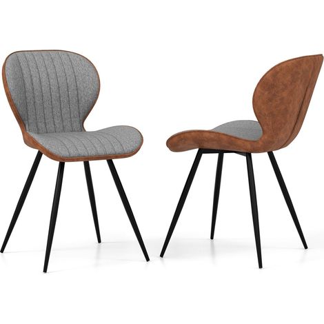 COSTWAY 2Pcs Armless Dining Chair Modern Accent Chairs Upholstered Leisure Chair (1/5)