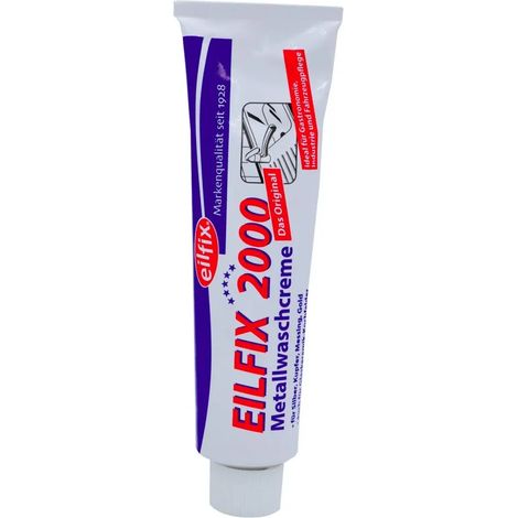 Crème lavante pour métaux Eilfix 2000 - Tube de 150 ml, sans acide, douce pour la peau, idéale pour chromes, argent, cuivre, acier inoxydable, aluminium et plaques vitro-céramiques