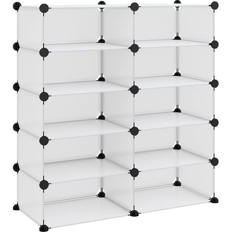 Armoire à Chaussures, Meuble Étagère de Rangement, Transparent 84x32x88,5 cm PP OIB5482E (1/5)