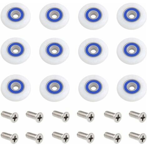 12 pcs Roulette Porte Douche Roulettes pour Porte de Douche Roulette Porte Douche Roues Roulettes de Rechange Roulette Porte Roulette de Douche pour Porte de Douche avec Des Vis,27 mm de diamèt (1/4)