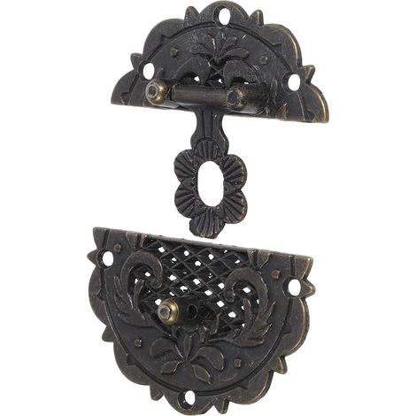 Fermoir rond vintage en alliage pour boîtes bois et à bijoux, vis (1/5)