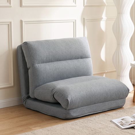 Fauteuil sol canapé paresseux convertible lit inclinable 90-180° 70x72x56 gris (1/5)
