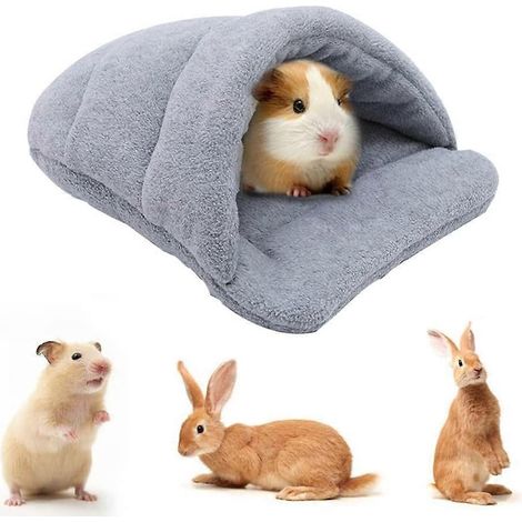 Lit pour cochon d'Inde, sac de couchage pour hamster, nid en forme de grotte, oreiller, chaussons doux et chauds, maison pour animaux, lit d'hiver pour cochon d'Inde (1/5)