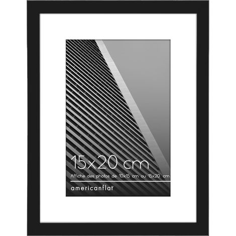 Cadre Photo 15x20 cm Noir - Cadre Photo 10x15 cm avec Passe-Partout ou 20x15 cm sans Passe-Partout - Plexi Poli - Suspension Verticale ou Horizontale (1/5)