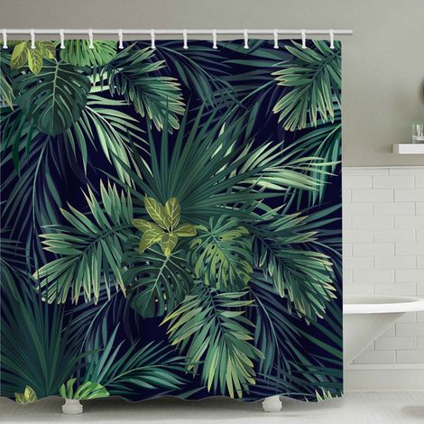 Rideau de douche perle de fleurs rares, avec 12 sonneries Set imperméabilisante Résistant moderne coloré et moule, 180x180cm (1/5)