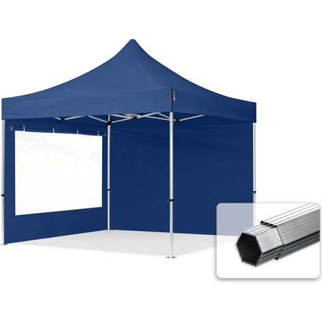 3x3m gazebo pieghevole PES 800 con laterali (finestre panoramiche), PROFESSIONAL 40mm alluminio, blu scuro (1/5)