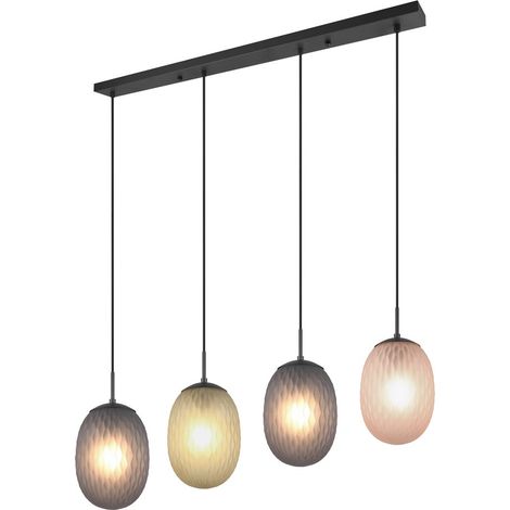 Pendolo Trio Facette nero opaco 4xE27 vetro colorato (1/5)
