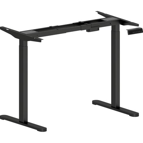 Cadre de bureau électrique réglable en hauteur avec 2 moteurs et 3 positions mémorisables, pieds de bureau silencieux avec protection anti-collision, noir