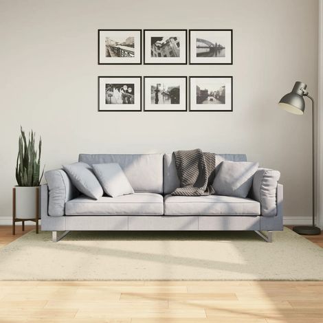 Teppich HUARTE Kurzflor Weich und Waschbar Creme 140x200 cm