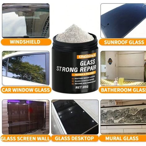 KineShineX Automotive Glass Polishing Powder, Cerium Oxide, Removes Oil Film, Coating, Water Stains, and Minor Scratches Cleaner (1/4)