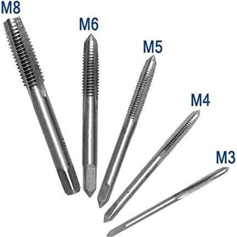 Clé de support de robinet à cliquet à poignée en T réglable en argent, avec 5 pièces M3-M8 3mm-8mm, filetage de vis de Machine, bouchon métrique, robinet en forme de T (1/3)