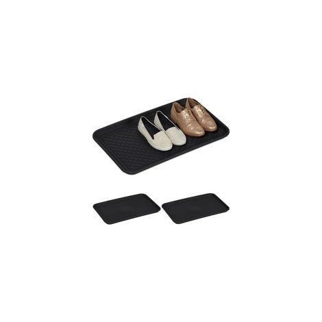 Noir Plateaux XL Chaussures, Lot de 3, Supports pour Souliers mouillés, 60 x 40 cm, Larges bacs en Plastique (1/5)
