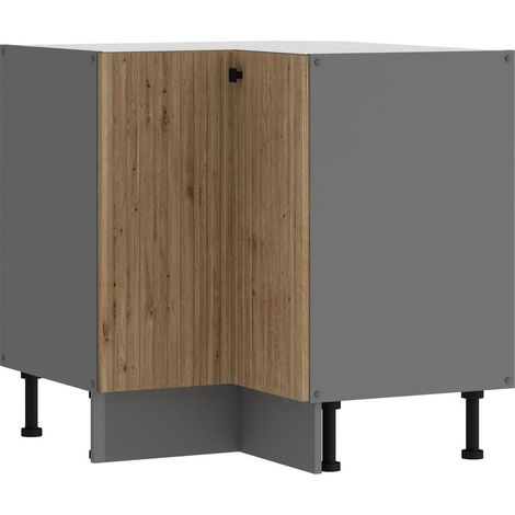 Küche AVA Artisan Eckunterschrank 90X90 cm Lamellenoptik Küchenzeile Einbauküche (1/5)
