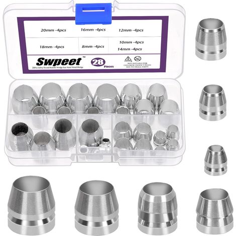 28 Pcs Zinc Plated Round Safety Wedges 7 Sizes for Slotted Hammer Tapered Metal Wedges for Split Claw Hammer (1/5)