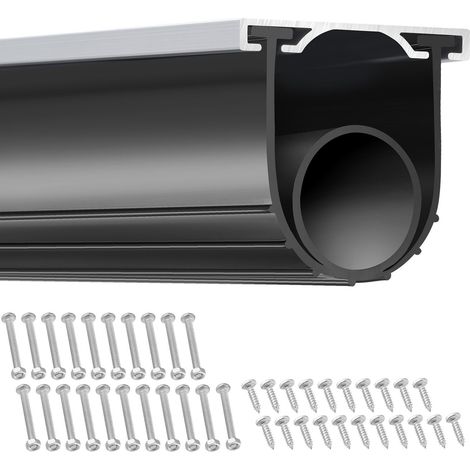 Joint bas de porte garage caoutchouc forme U et O rail aluminium pre-perce 4.88m extremites T 8mm largeur 9.5cm noir (1/5)