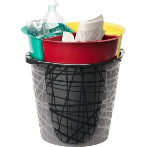 Poubelle de Tri 13,5L à 3 compartiments (3 × 4,5 L) - D 33 cm - Résine recyclée - Livraison gratuite (1/5)