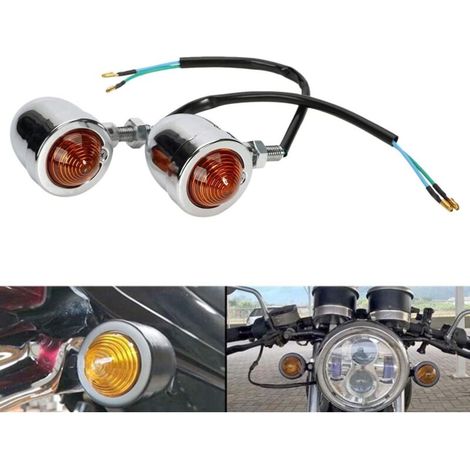 Clignotants Universal 2X Chrome HL Moto Rouge Lamps Clignotant Voyant (1/3)
