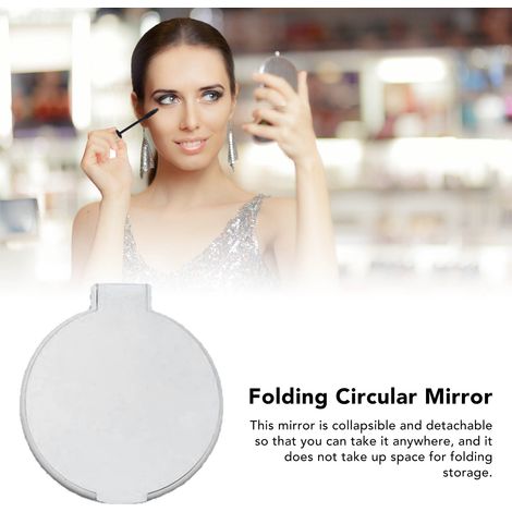 Miroir rond pliable en plastique à une seule face, petit miroir rond pliable, miroir cadeau, blanc. (1/5)