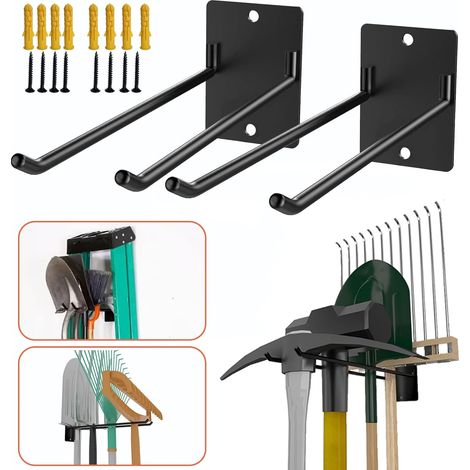 [JAMAIS UTILISÉ] Lot de 2 Crochets Robustes pour Garage 30 cm, Crochets Muraux pour Chaises Pliantes, Poussettes, Échelles, Outils de Jardin, Tuyaux – Solution de Rangement Garage (2) (1/5)